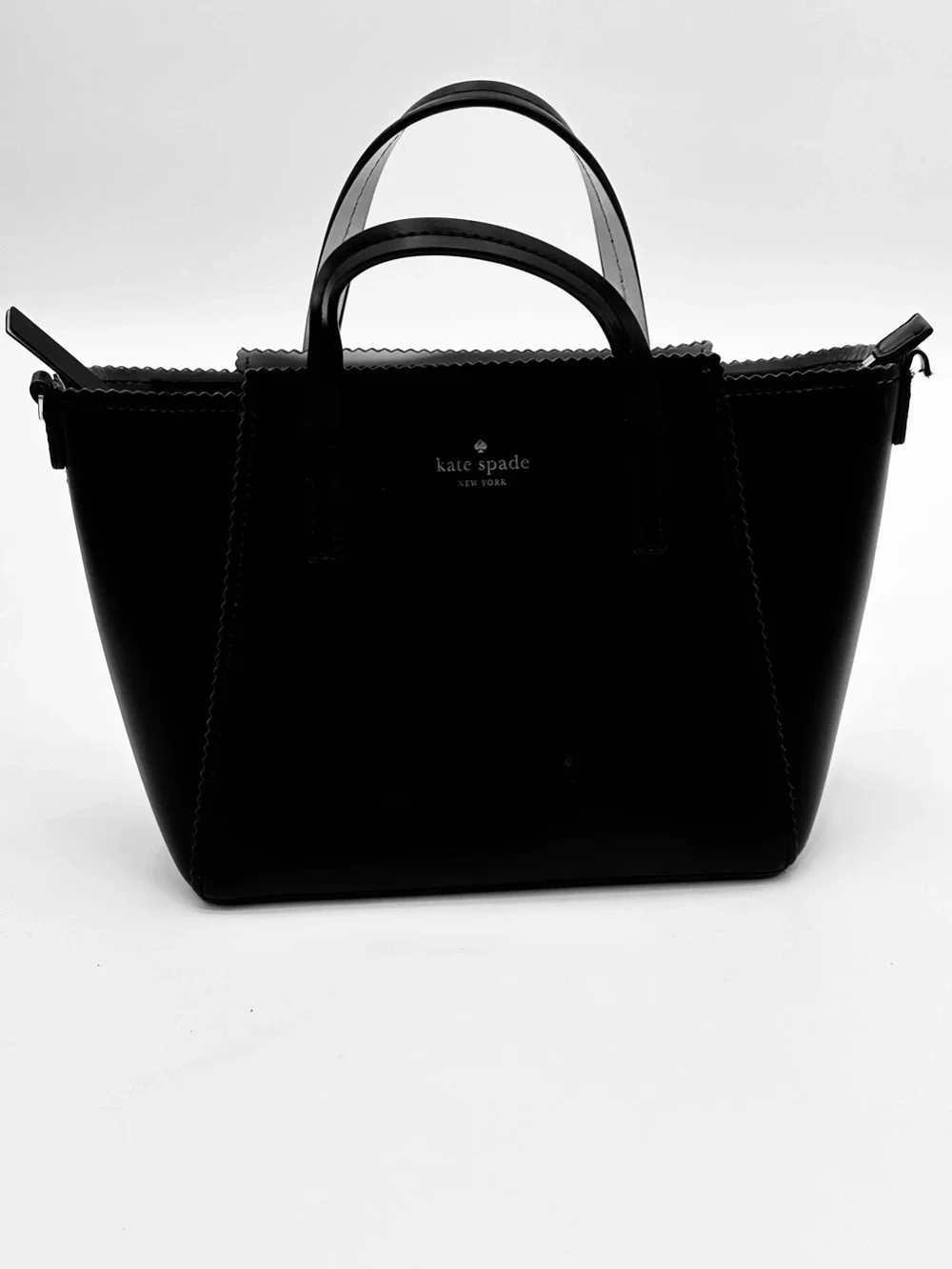 kate spade Black Scalloped-Edge Tote Bag Purse